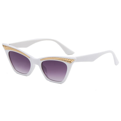 Cat's Eye Sun Women's Glasses All-matching White Frame Double Gray Piece GlamzKart