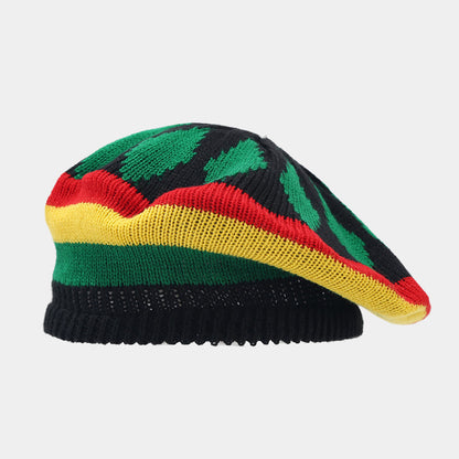 Jamaica Wig Woven Hat Women's Retro Yellow And Green Stitching Beret Light Style 2 Colors M GlamzKart