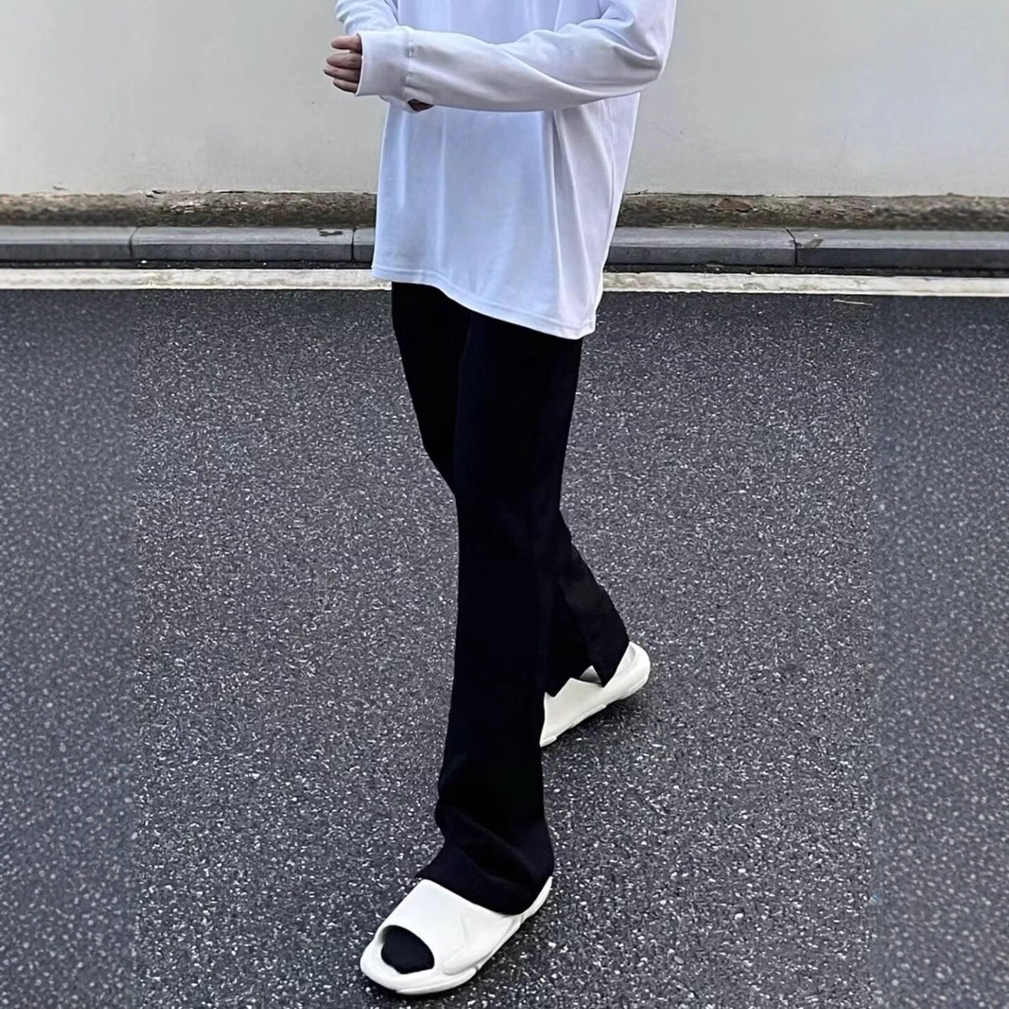 Black Willow Leaf Machete Straight Casual Pants GlamzKart