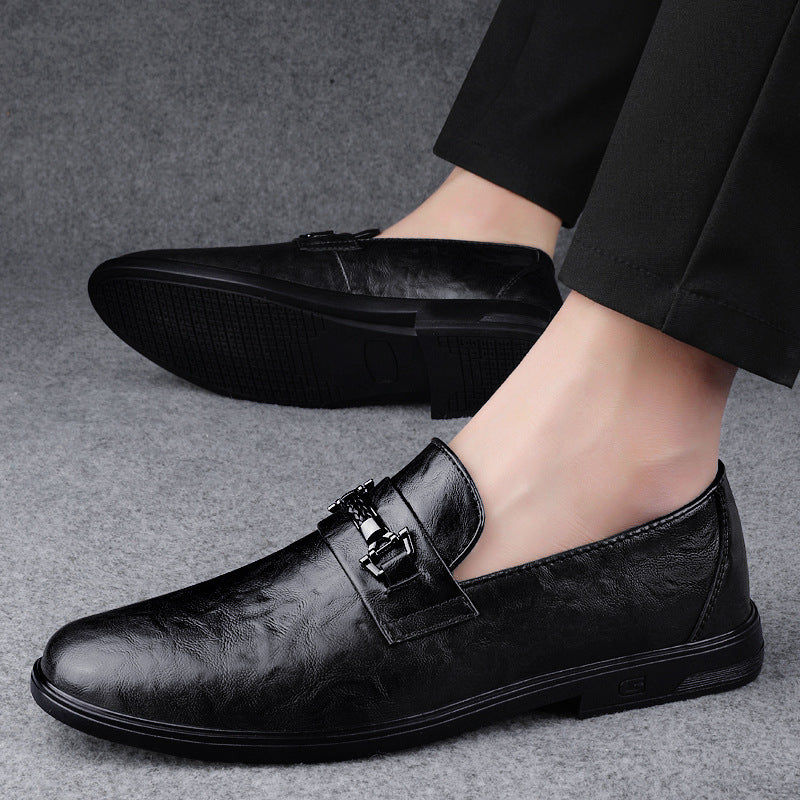 Gentleman Formal Wear Low-top Slip-on Cowhide Shoes GlamzKart