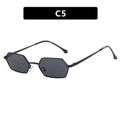 Women's Fashion Personality Polygonal Sunglasses As Shown In The Figure Black Frame Gray Piece GlamzKart