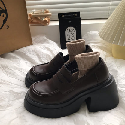 Women With Thick High Heels And Lace Up Small Leather Shoes 7 Style GlamzKart