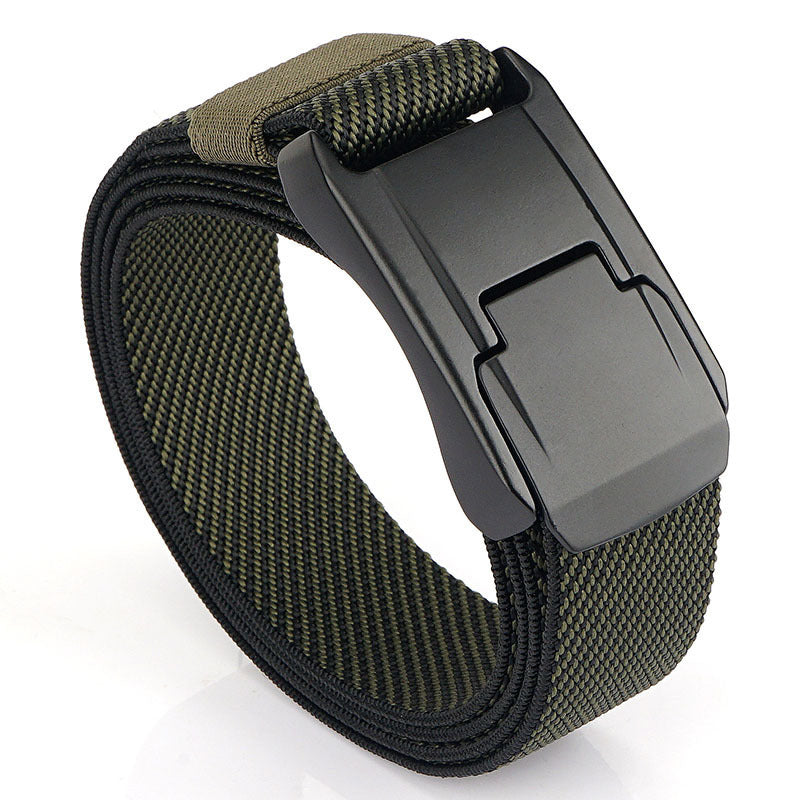 Men's Tactical Belt Casual Weaving Elastic Twill Army Green 125cm GlamzKart