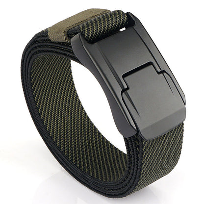 Men's Tactical Belt Casual Weaving Elastic Twill Army Green 125cm GlamzKart