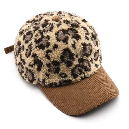 Japanese Women's Autumn And Winter Personalized Retro Color-blocking Leopard Print Baseball Cap GlamzKart