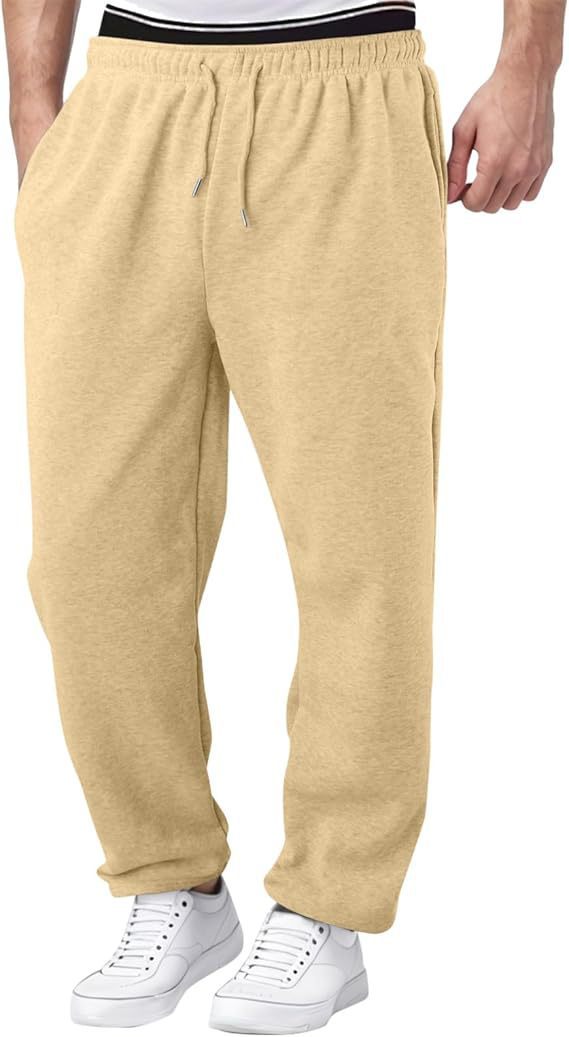 Men's Straight Loose Leisure All-matching Sweatpants Khaki GlamzKart