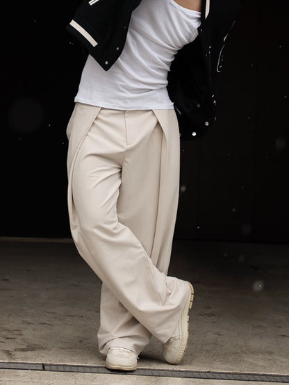 High-waisted Pleated Casual Pants GlamzKart