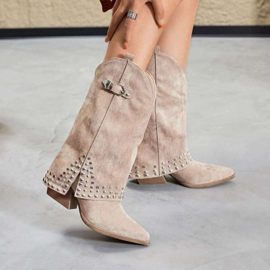 Spring And Autumn Pointed Knight Boots Women GlamzKart