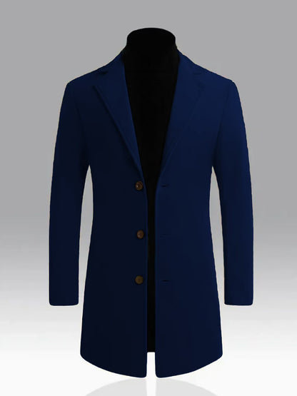 Lapel European And American Lapel Slim Coat Navy Blue GlamzKart