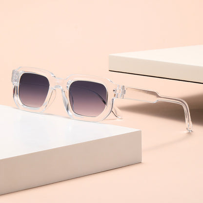 Fashionable Sunglasses Simple Personality Small Frame Square All-match Sunglasses Transparent Frame Gray GlamzKart