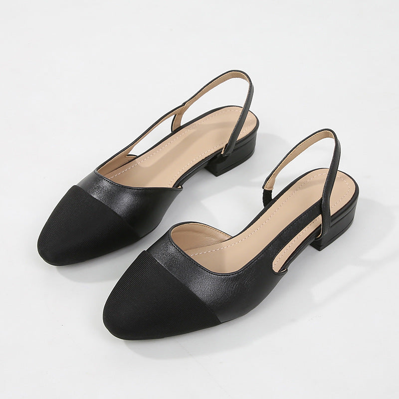 Hollow Color Matching Flat Heel Sandals Small Size Women's Shoes GlamzKart