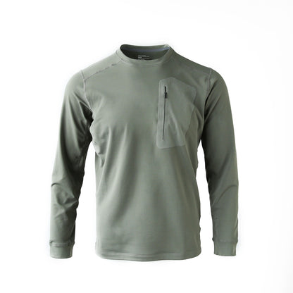 Quick-drying Long-sleeved Bottoming Shirt Round Neck T-shirt Fog Green GlamzKart