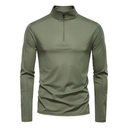 Men's Sun Protection UV Protection Long Sleeve Half Zipper T-shirt Army Green GlamzKart