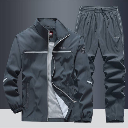 Men's Loose Lapels Casual Sportswear Polyester Composite Fabric Gray GlamzKart