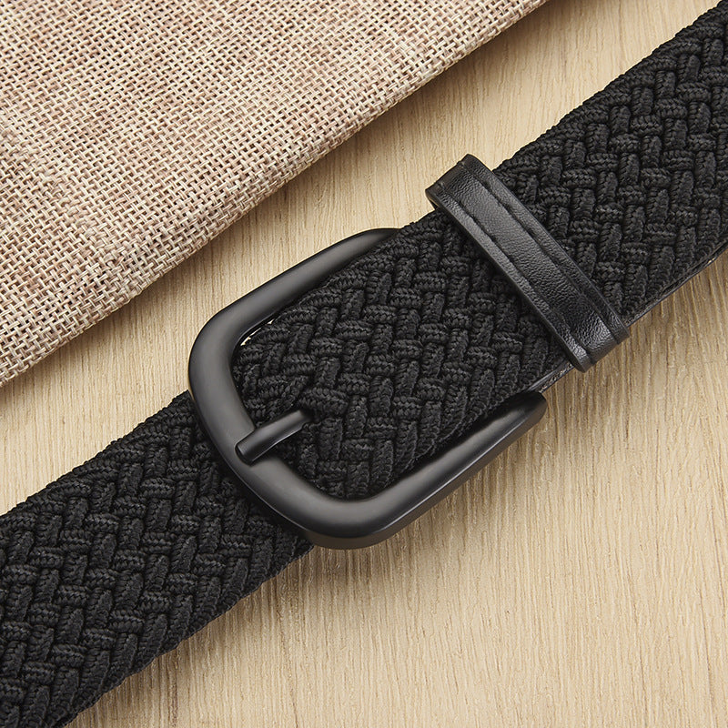 New Men's And Women's Woven Belt Elastic Stretch Punch-free GlamzKart