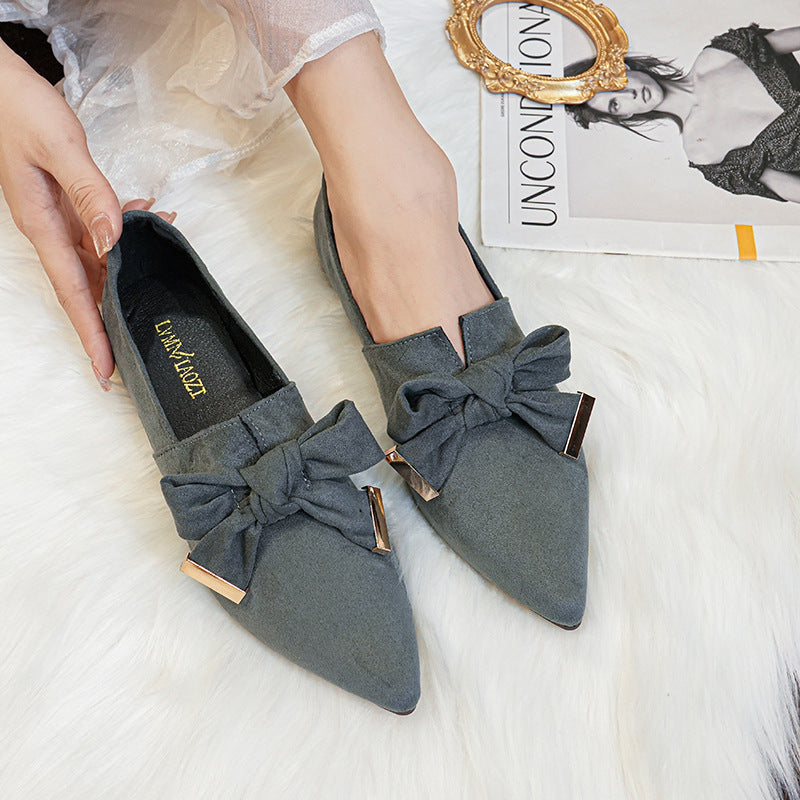 Flat Shoes Deep Mouth Soft Surface Slip-on Gray GlamzKart