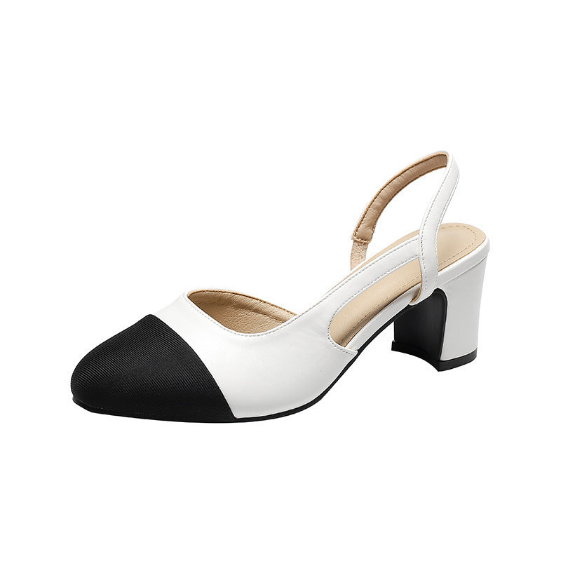 Hollow Color Matching Flat Heel Sandals Small Size Women's Shoes White Heel Height 6cm GlamzKart