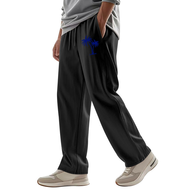 Casual Hawaiian Beach Coconut Print Trousers Black GlamzKart