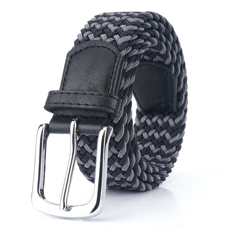 Silk Elastic Woven Elastic Men's Women's Belt Canvas Belt Black And Gray GlamzKart