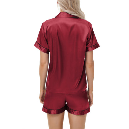 Ice Silk Women's Short Sleeve Satin Plus Size Pajamas GlamzKart