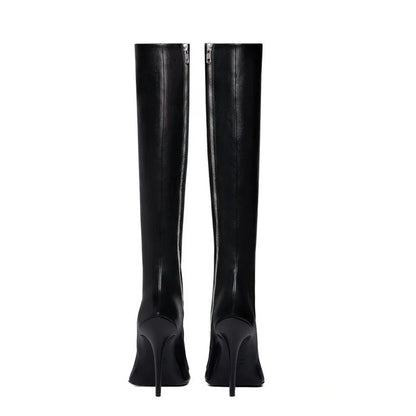 New Stiletto Heel Pointed Shaped Heel Side Zipper Knee-length Female Boots GlamzKart