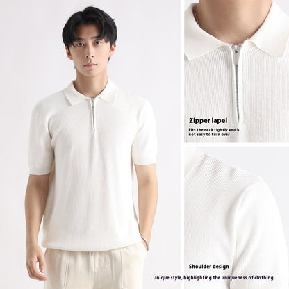 Men's Knitted Short-sleeved Ice Silk Polo Shirt GlamzKart