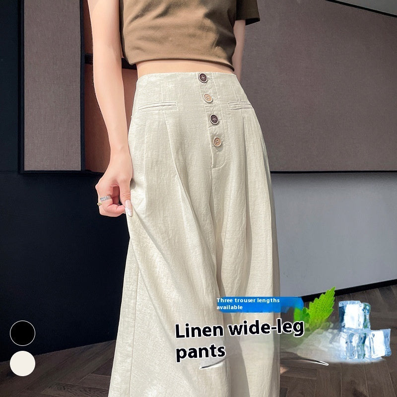 Women's Cotton And Linen Wide-leg Pants Loose Drooping Casual Straight Pants GlamzKart