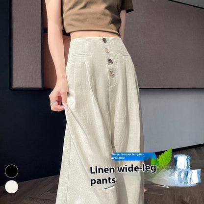 Women's Cotton And Linen Wide-leg Pants Loose Drooping Casual Straight Pants GlamzKart