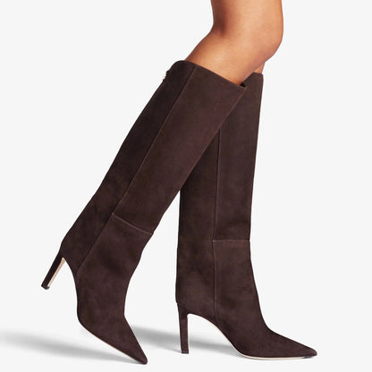 Simple European And American Style Fashion Catwalk Pointed-toe Stiletto Straight Boots GlamzKart