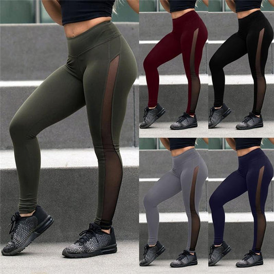 European And American Style Women Yoga Mesh Stitching Leggings GlamzKart