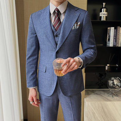 Spring And Summer Professional Casual Men's Three-piece Suit Jacket GlamzKart