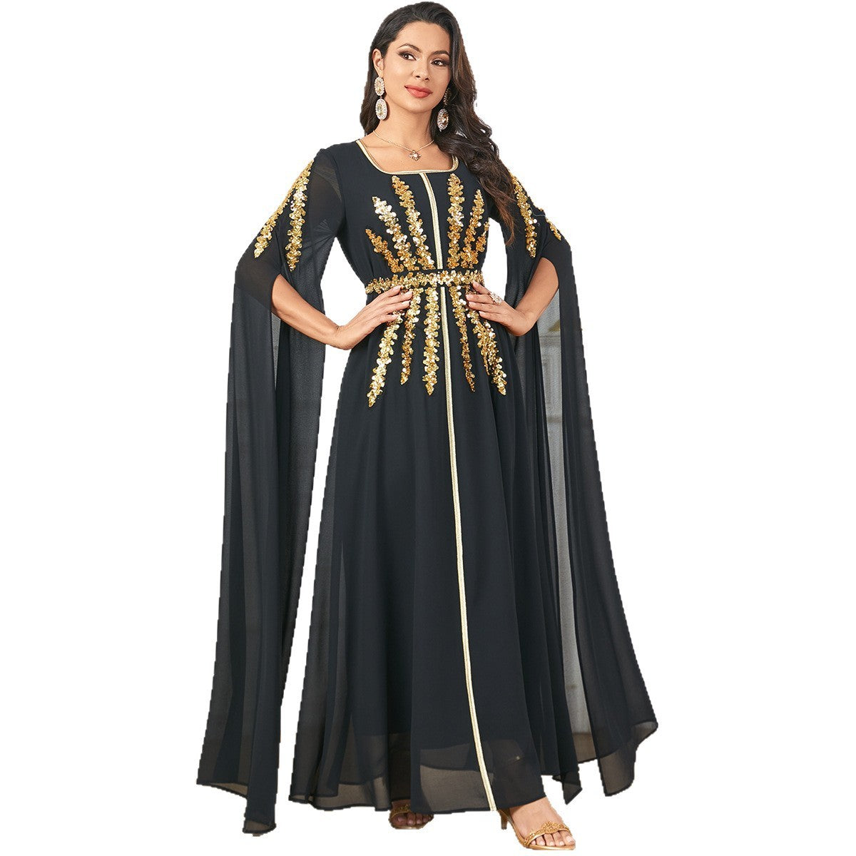Arab Women's Robe Super Long Sleeve Muslim Dress GlamzKart