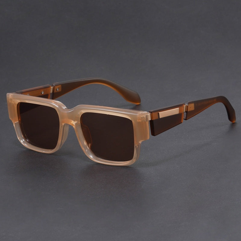 Gray Blue Square Thick Frame Sunglasses UV-proof Retro Simple Sun Glasses GlamzKart