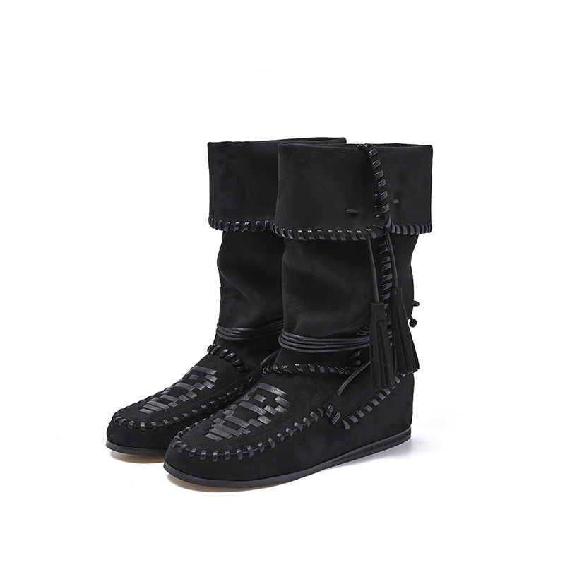Slimming Sense Of Relaxation Western Cowboy Boot Black GlamzKart