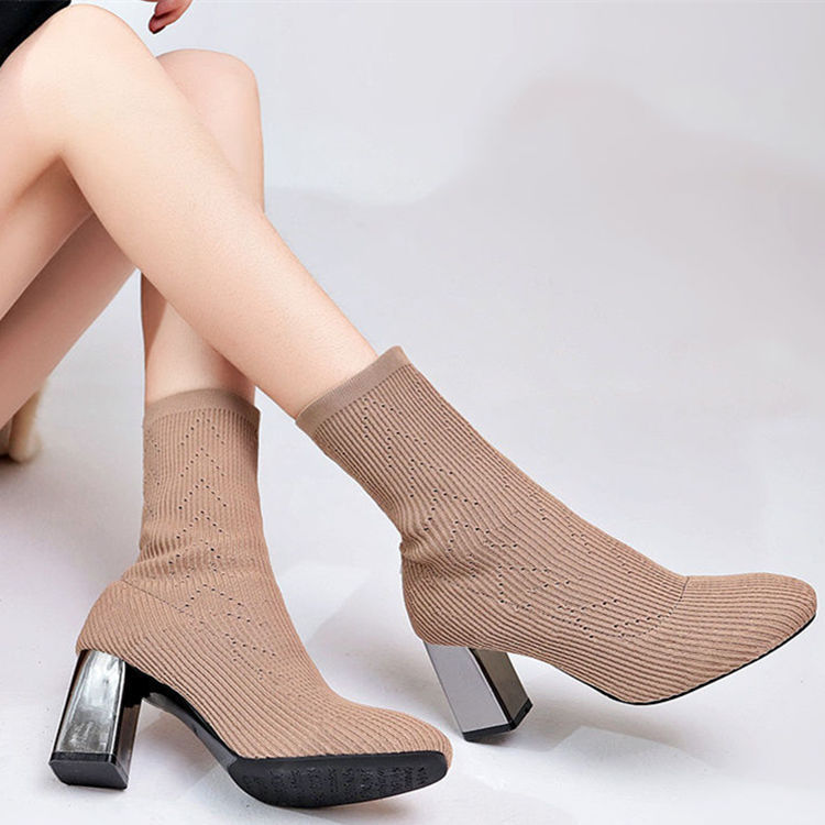 Elastic boots women high heels GlamzKart
