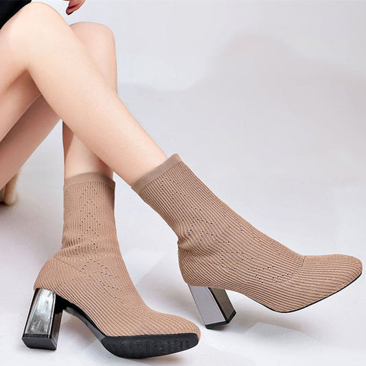 Elastic boots women high heels GlamzKart