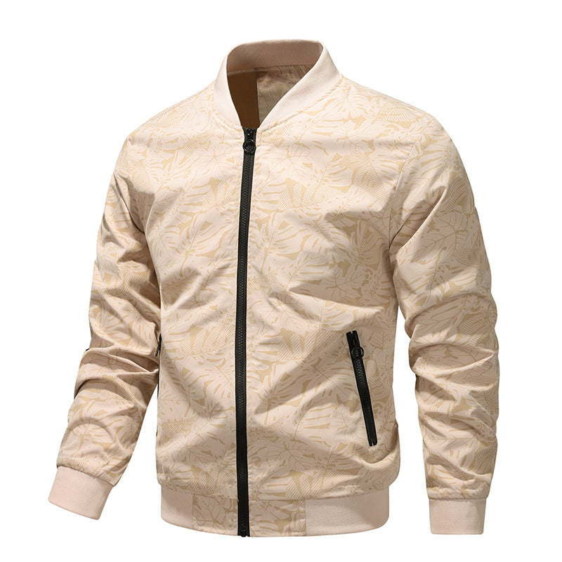 Spring And Autumn Jacket Men's Simple Youth Coat Zipper Bag High Quality Fabric GlamzKart