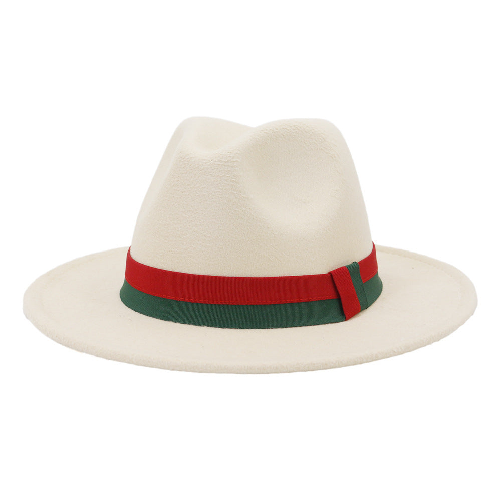Big Brim British Style Woolen Jazz Top Hat Beige 58cm GlamzKart