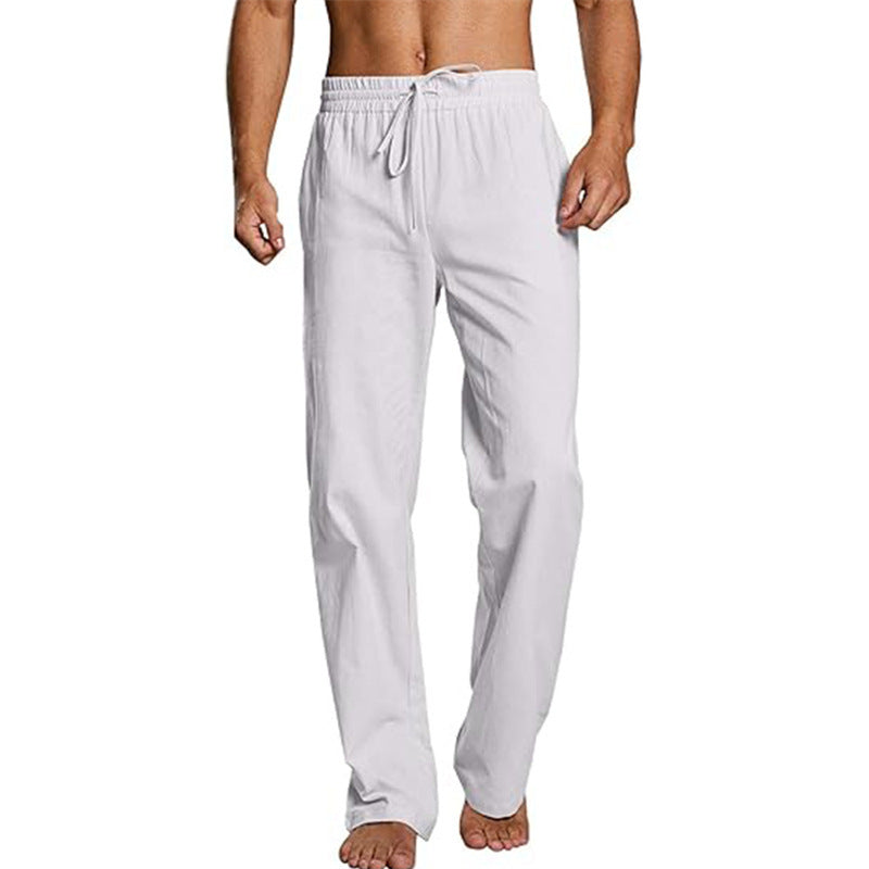 Cotton And Linen Loose Elastic Drawstring Waist Trousers GlamzKart