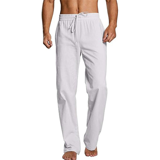 Cotton And Linen Loose Elastic Drawstring Waist Trousers GlamzKart