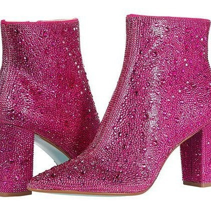 Rhinestone Pointed Toe Fashion Ankle Boots GlamzKart