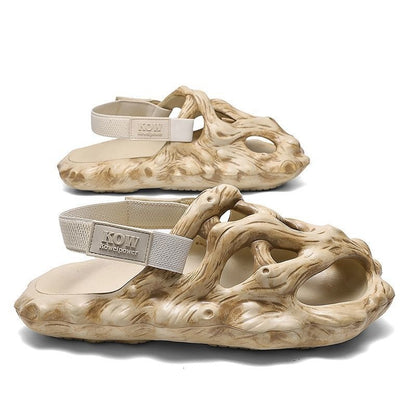 Hole Shoes Men's Sandals Outer Wear Hollow Slippers Light Wood Color GlamzKart
