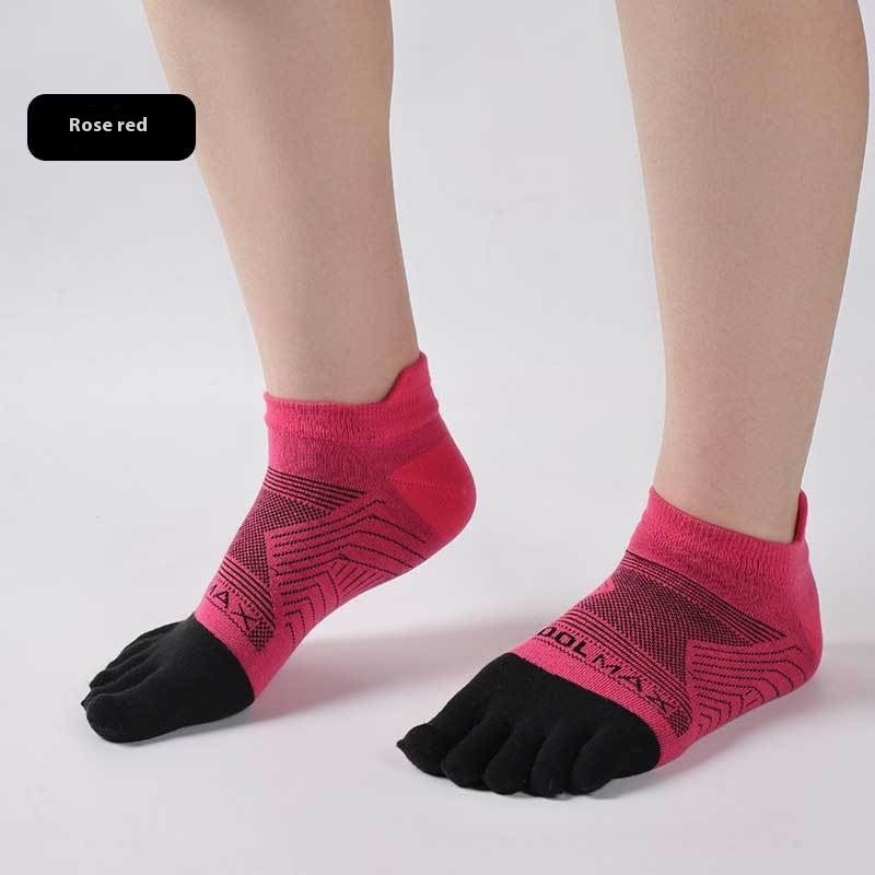 Sports Marathon Toe Socks Men Rose Red GlamzKart