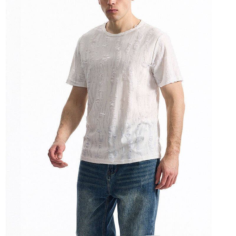 Simple Half Sleeve Men's Tops Loose White GlamzKart
