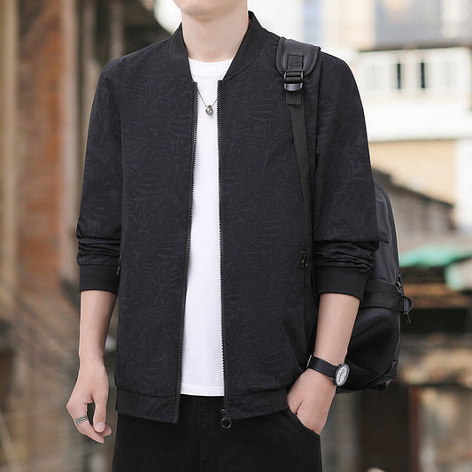 Spring And Autumn Jacket Men's Simple Youth Coat Zipper Bag High Quality Fabric GlamzKart