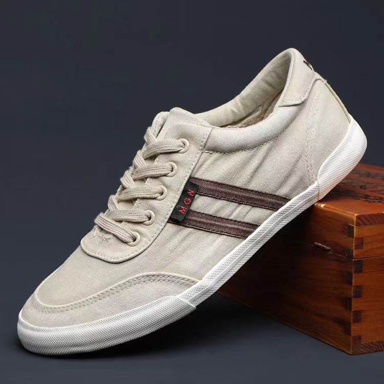 Breathable Casual Large Size Shoes Summer Men's Shoes Canvas 8152 Khaki GlamzKart