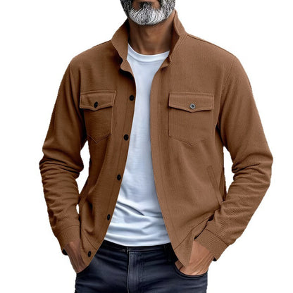 Simple Versatile Multi-pocket Long Sleeve Stand-up Collar Jacket Men's Clothing GlamzKart