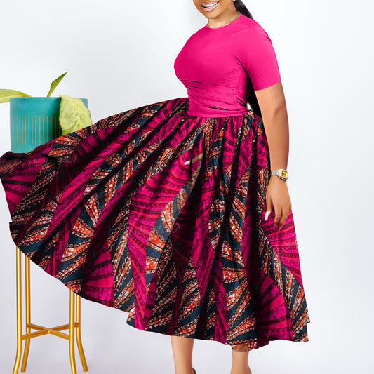Fashionable Elegant Pleated Swing Ladies Dress GlamzKart