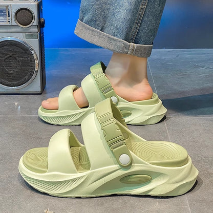 Sports Slippers Men's Thick Bottom Wear-resistant Non-slip Sandals Green GlamzKart