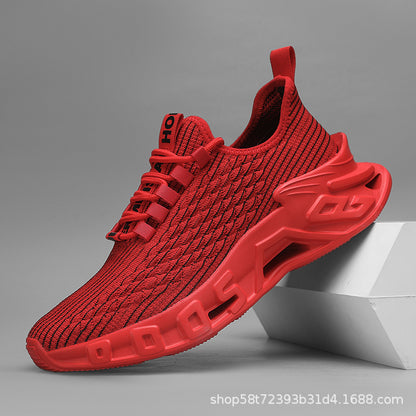 Plus Size Breathable Mesh Surface Popular Leisure Sports Running Blade Men's Shoes Red GlamzKart
